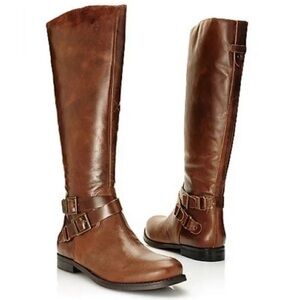 Matisse Britain Saddle knee Tall Riding Boots in Distressed Brown Leather SZ 6